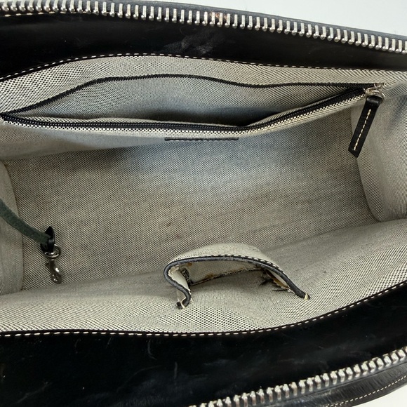 VTG Dooney & Bourke Canvas Double Pocket Satchel Gray DB Monogram Crossbody - Picture 12 of 16